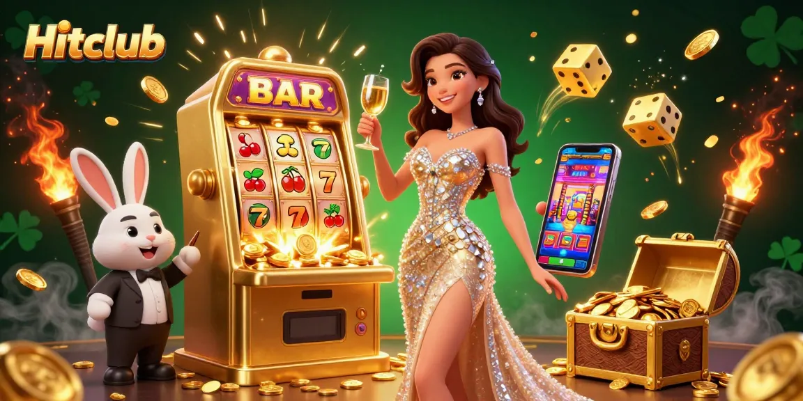 Hitclub showcases a vibrant casino scene celebrating wins and excitement with dazzling animations.