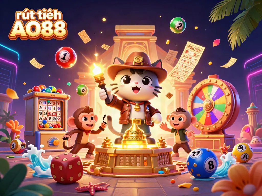 Engage in thrilling rút tiền AO88 experiences through this vibrant casino scene with dynamic elements.