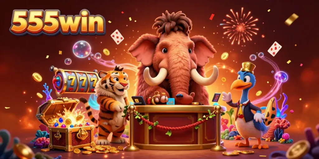 Discover exciting gambling moments with 555win featuring a whimsical casino bouncer and vibrant game elements.