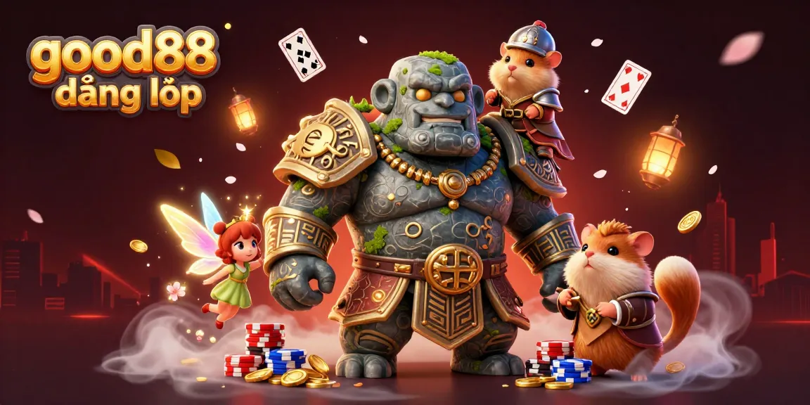 Engage in thrilling gameplay at good88 đăng nhập, featuring a magical scene with animated characters and casino elements.
