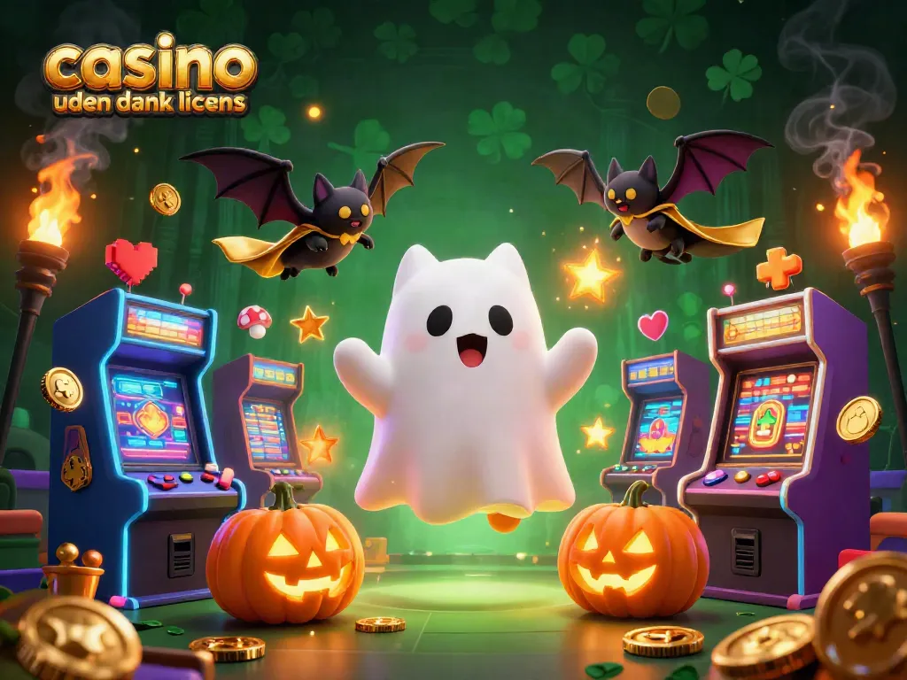 Play exciting games at casino uden dansk licens with a lively 3D ghost cat and vibrant elements.