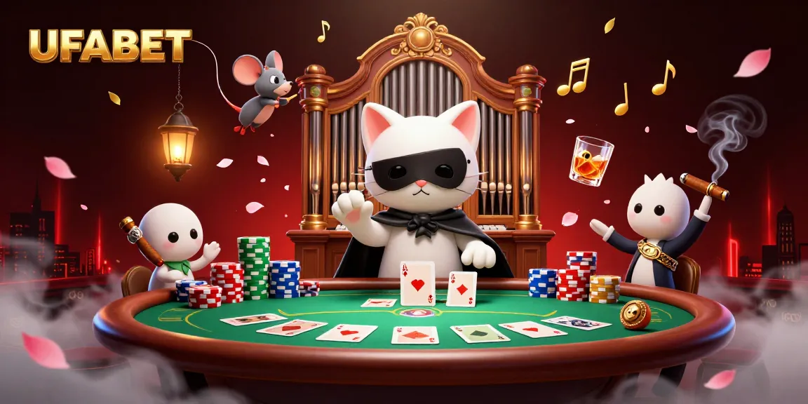 UFABET deals an action-packed poker scene with vibrant characters and game elements, illustrating the online gambling experience.