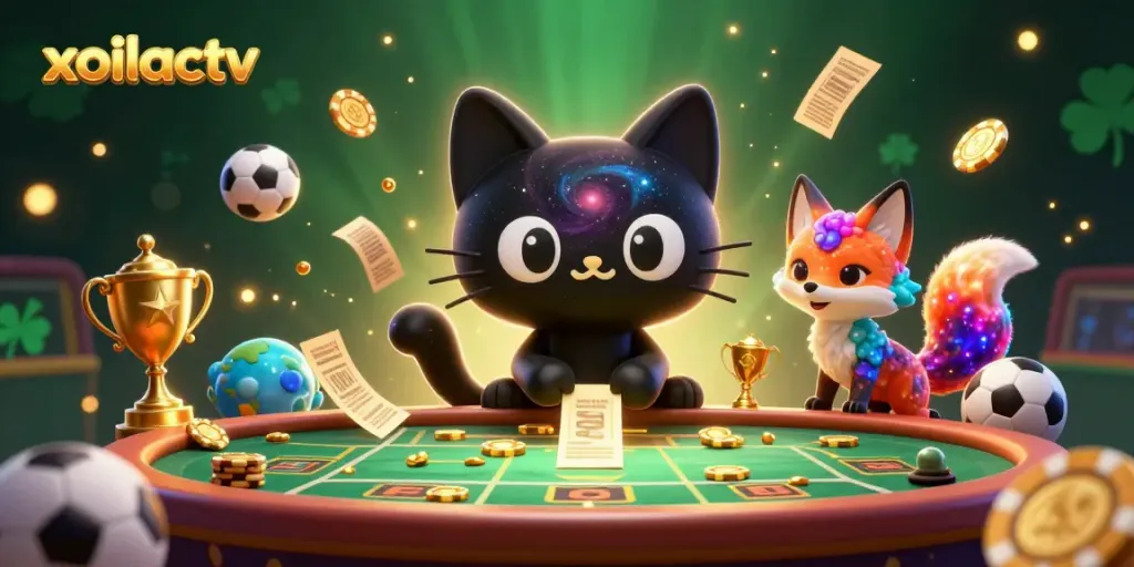 Experience the excitement of sports betting with xoilactv and captivating characters amidst dynamic gaming elements.
